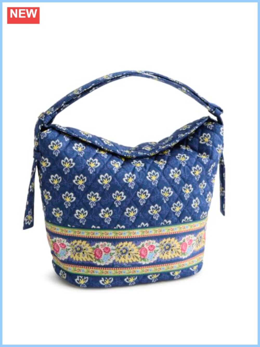 Quilted Cotton Shoulder Bag with Hidden Magnetic Closure